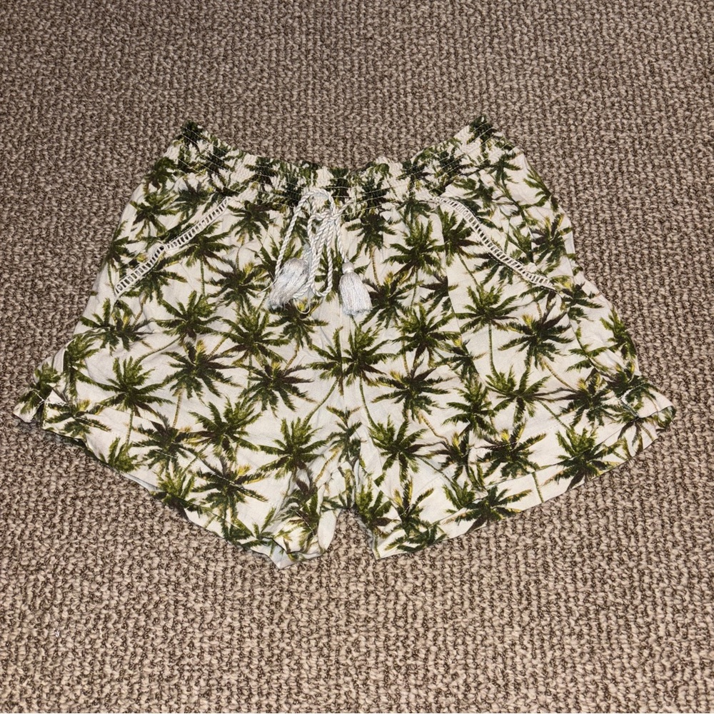 5/$25 Briggs New York Green and Cream Palm Print Women's Cargo Shorts
